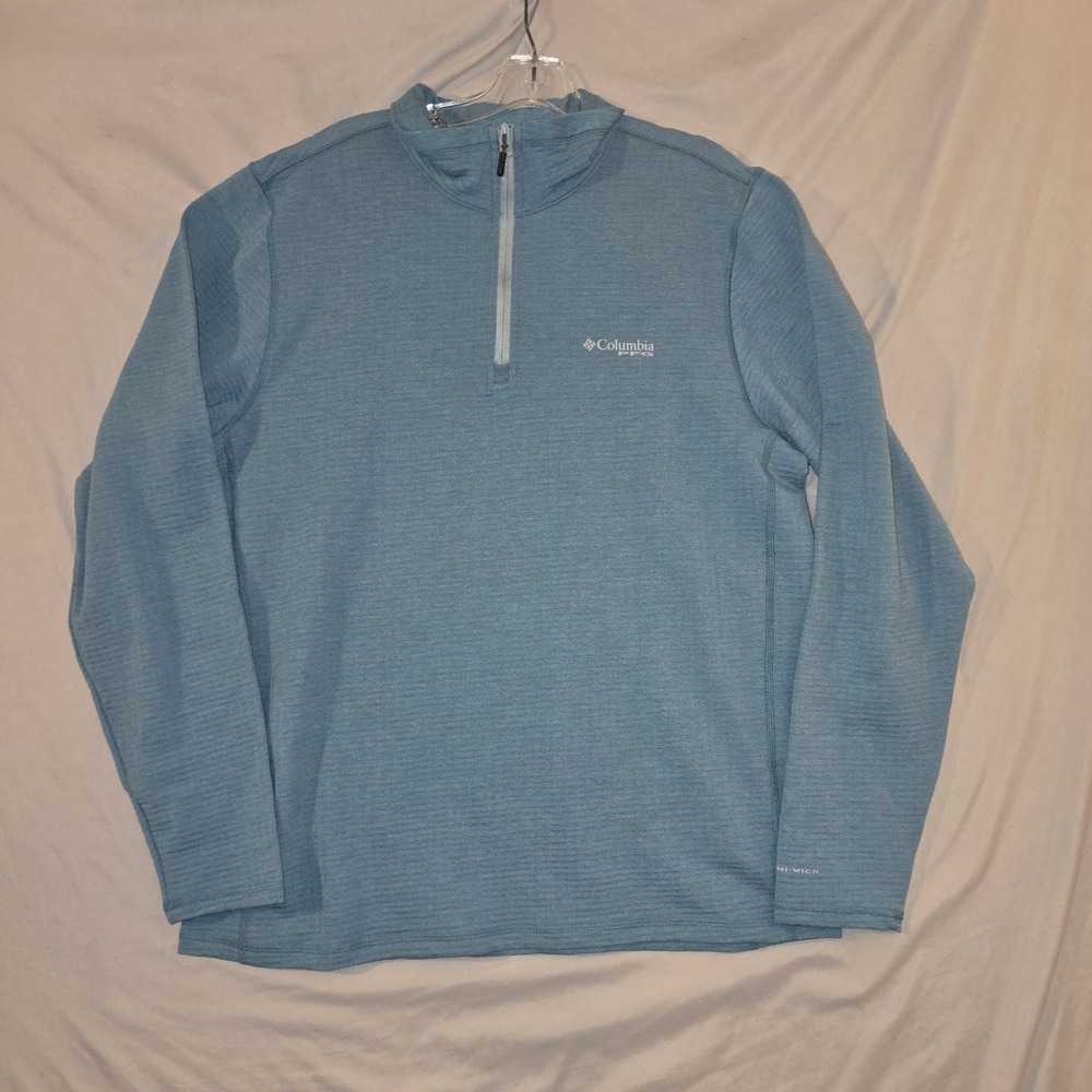 Columbia PFG Slack Tide Quarter Zip Medium Mens Blue FM8974-461 Omni-Wick
